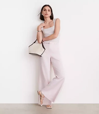 LOFT Versa Pure Spun Belted Wide Leg Pants