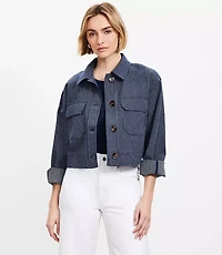 Petite Textured Stripe Wide Sleeve Jacket