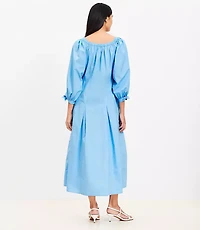 Petite Poplin Tie Cuff Midi Dress