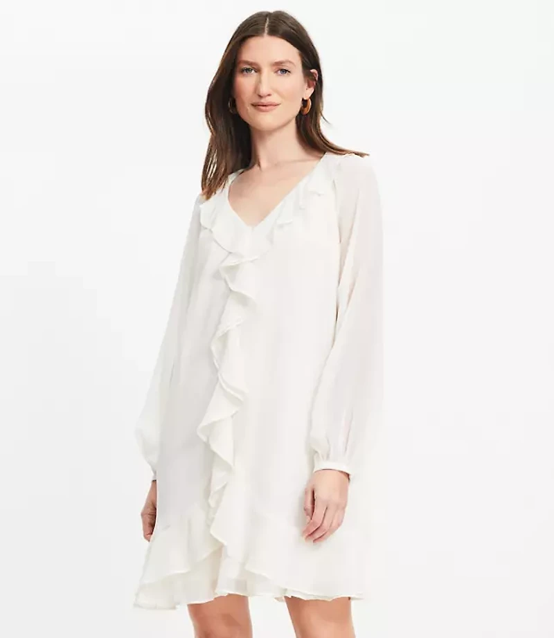 Petite Chiffon Ruffle Mini Flounce Dress