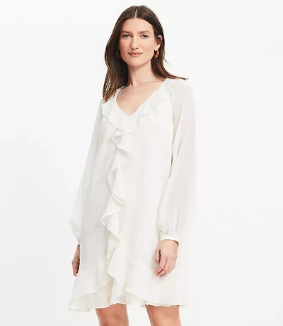 Petite Chiffon Ruffle Mini Flounce Dress