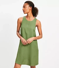 Petite Linen Blend Cutout Back Mini Pocket Dress