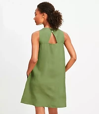 Petite Linen Blend Cutout Back Mini Pocket Dress