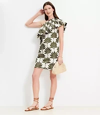 Palm Ruffle One Shoulder Mini Dress