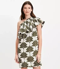 Palm Ruffle One Shoulder Mini Dress