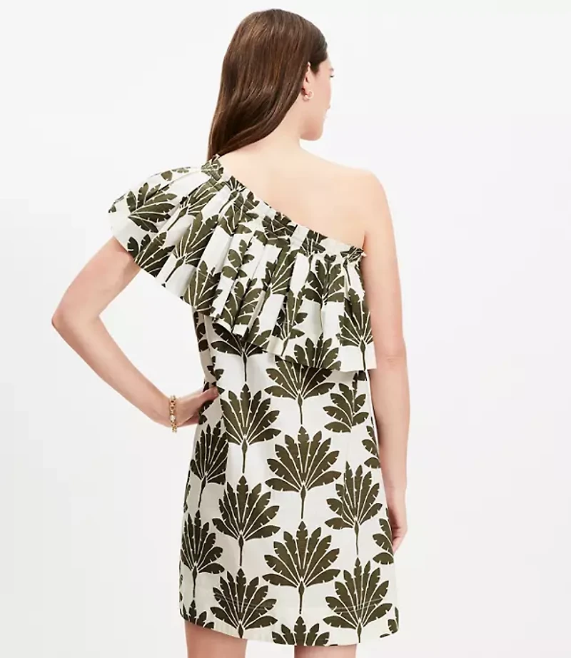 Palm Ruffle One Shoulder Mini Dress