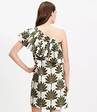 Palm Ruffle One Shoulder Mini Dress