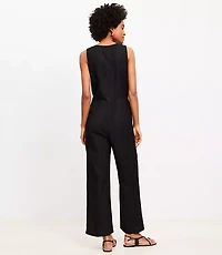 Tie Front Linen Blend Jumpsuit