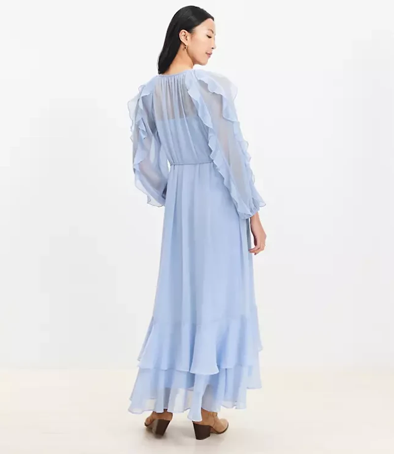 Petite Chiffon Ruffle Maxi Dress