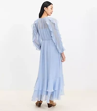 Petite Chiffon Ruffle Maxi Dress