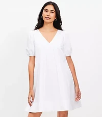 Petite Seamed Linen Cotton Mini Dress