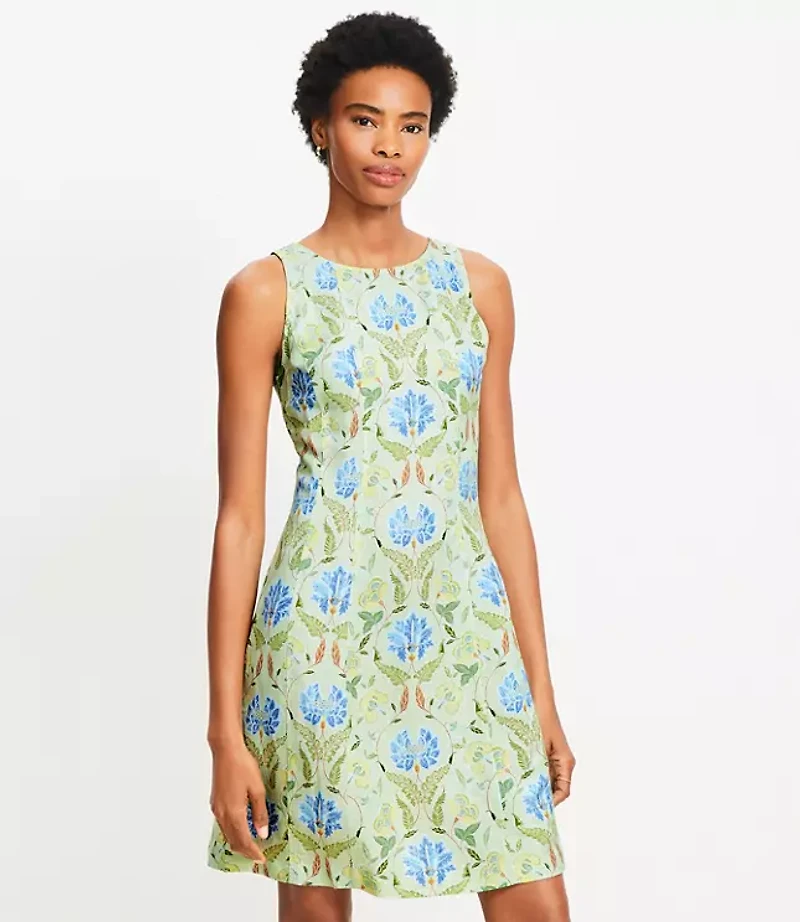 Garden Linen Blend Seamed Mini Dress