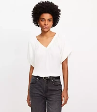 V-Neck Mixed Media Top