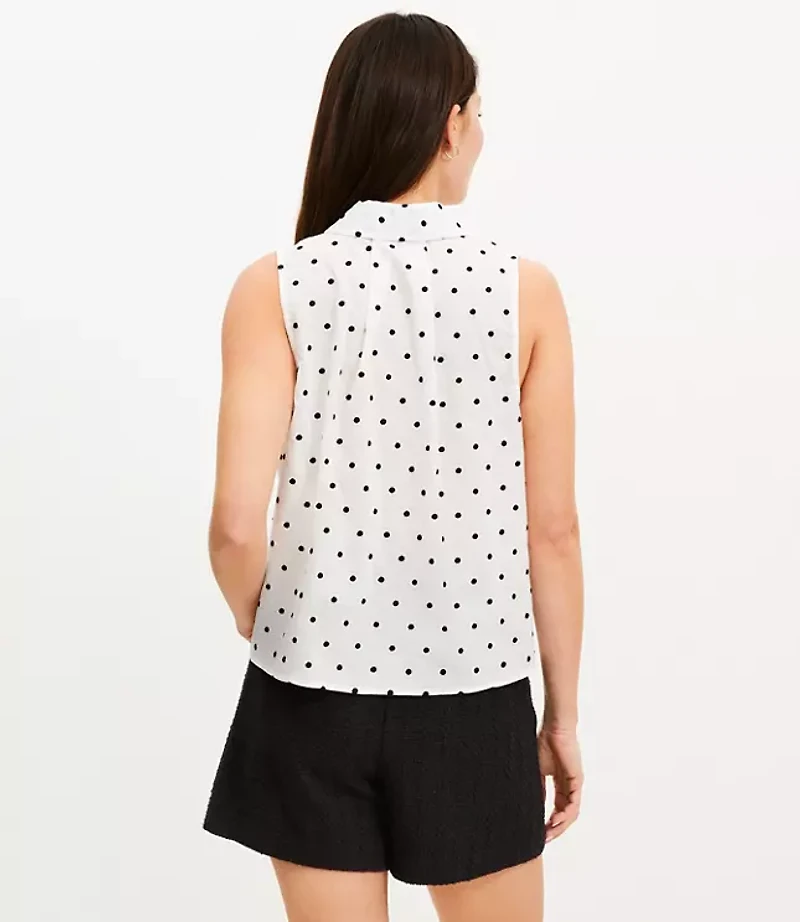 Dotted Pleated Sleeveless Shirt