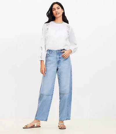 High Rise Barrel Jeans Light Vintage Indigo Wash