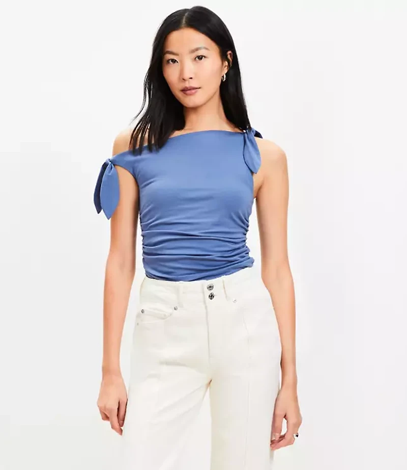 Bow Tie Shirred Top