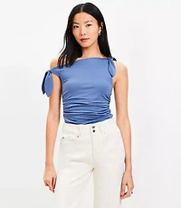 Bow Tie Shirred Top