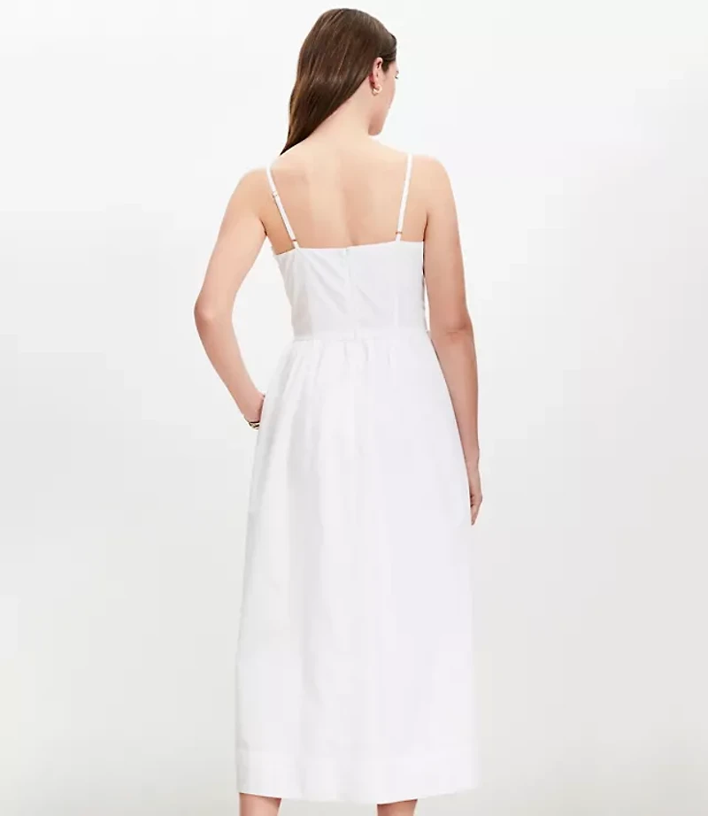 Tie Poplin Midi Pocket Dress