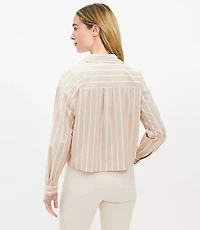 Petite Striped Poplin Wide Sleeve Modern Utility Shirt