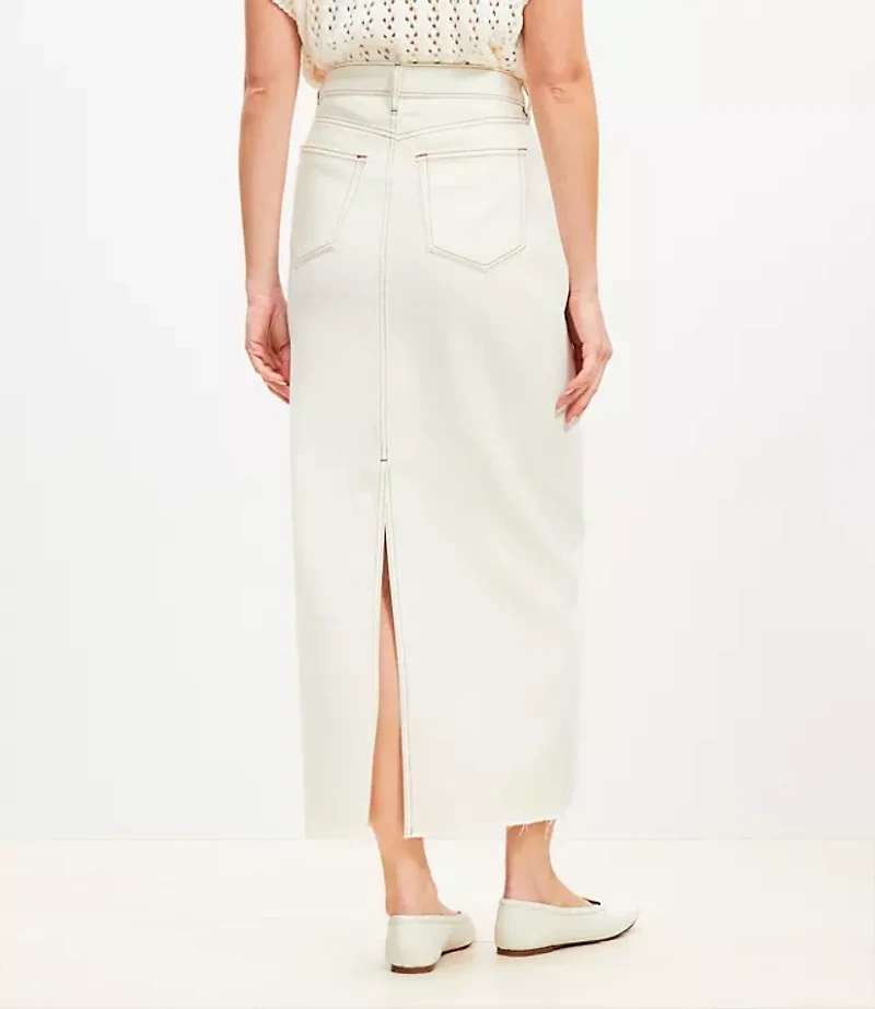 Denim Maxi Skirt in Ecru
