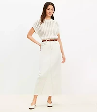 Denim Maxi Skirt in Ecru