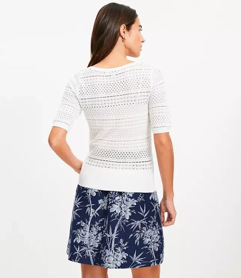 Pointelle Scoop Neck Sweater Tee