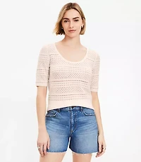 Pointelle Scoop Neck Sweater Tee