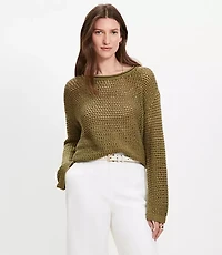 Mesh Wide Sleeve Boatneck Sweater