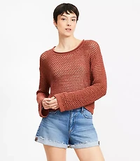 Mesh Wide Sleeve Boatneck Sweater