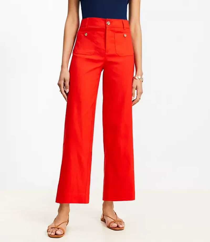 Palmer Wide Leg Crop Pants Linen Blend