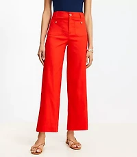Palmer Wide Leg Crop Pants Linen Blend
