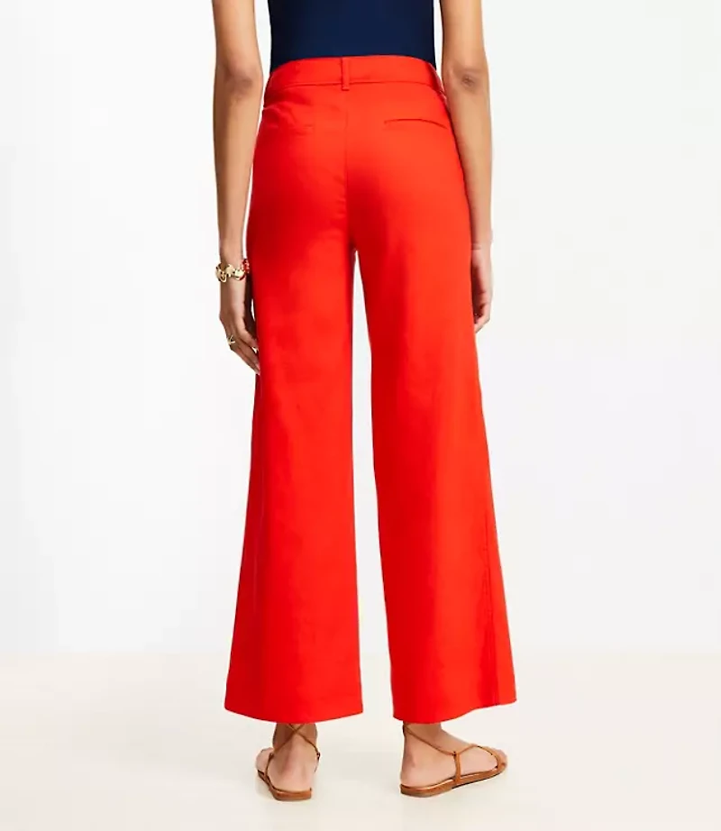 Palmer Wide Leg Crop Pants Linen Blend
