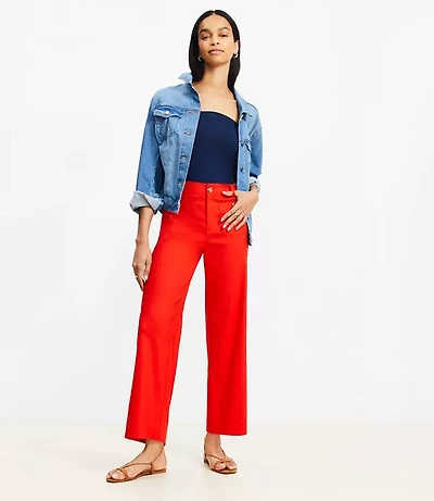 Palmer Wide Leg Crop Pants Linen Blend