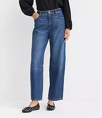 High Rise Barrel Jeans Dark Wash