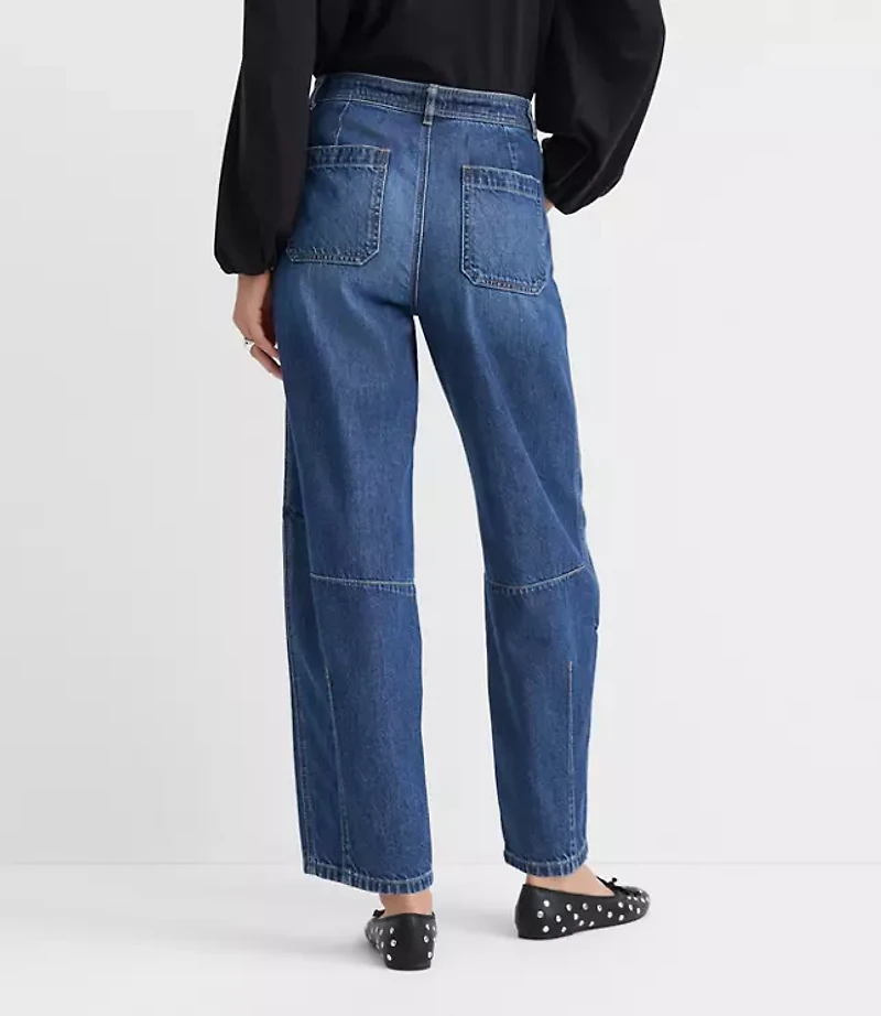 High Rise Barrel Jeans Dark Wash