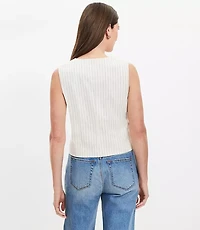 Petite Striped Cotton Linen Pocket Vest