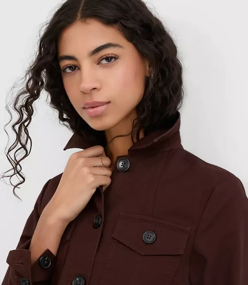 Petite Twill Tailored Utility Jacket