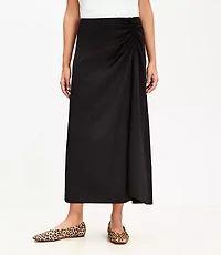 Satin Ruched Midi Skirt