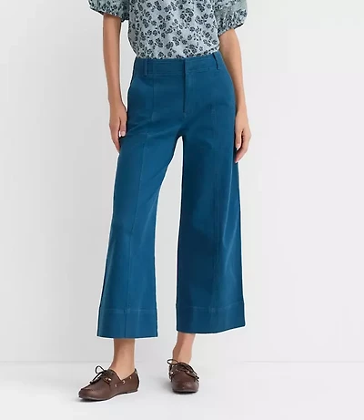 Petite Curvy Palmer Wide Leg Crop Pants Twill