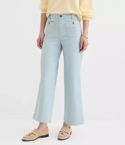 Petite Curvy Palmer Wide Leg Crop Pants Twill
