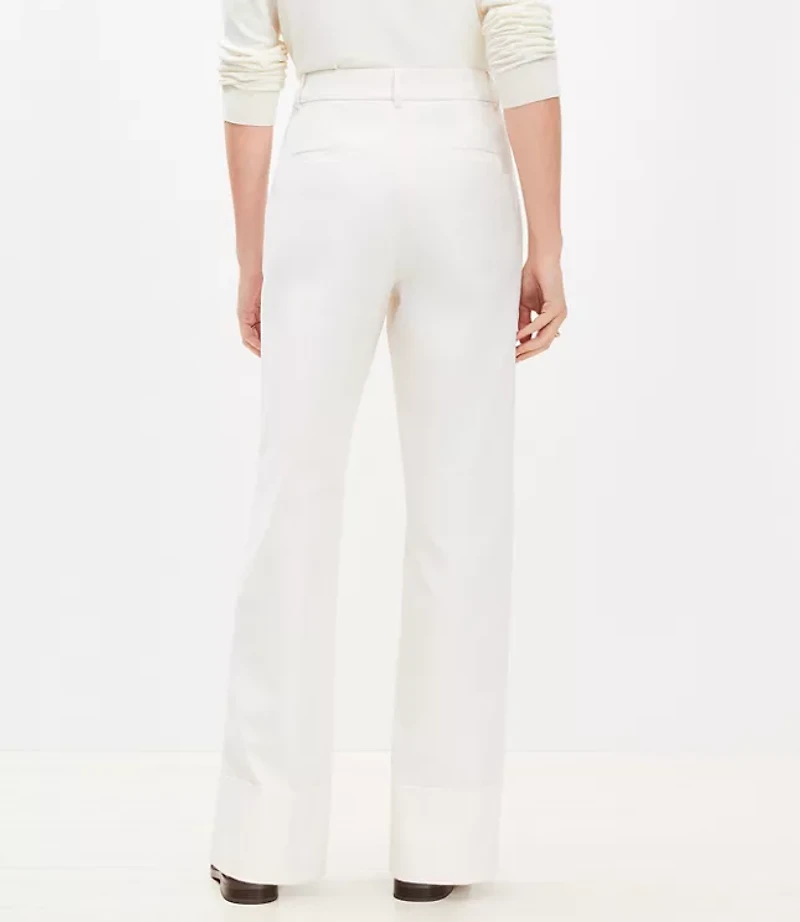 Petite Faux Leather Belted Stovepipe Pants Twill