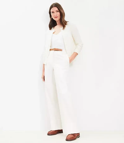 Petite Faux Leather Belted Stovepipe Pants Twill