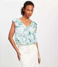 Floral V-Neck Bubble Hem Top