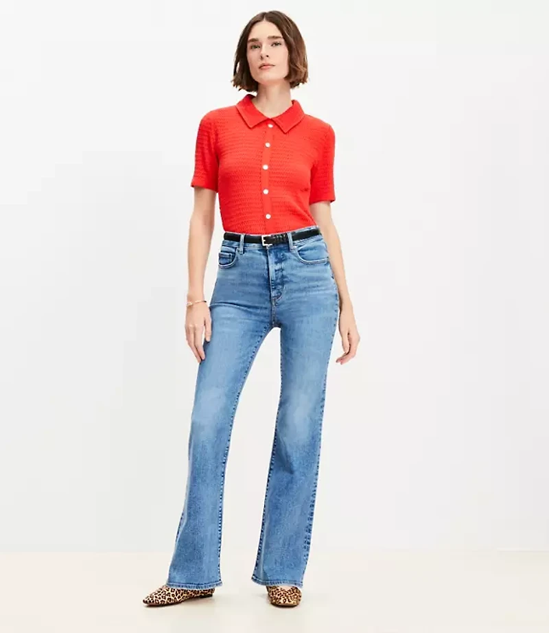 High Rise Relaxed Flare Jeans in Mid Vintage Wash