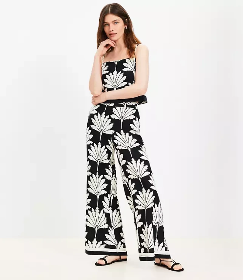 Palm Pull On Wide Leg Pants in Linen Blend