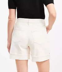 Petite A-Line High Rise Denim Shorts in Ivory