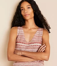 Lou & Grey Mixed Stripe Double V Sweater Tank Top