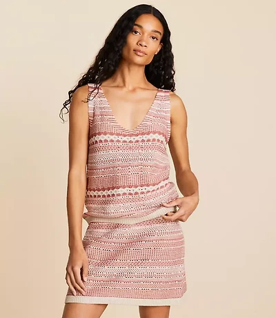 Lou & Grey Mixed Stripe Double V Sweater Tank Top
