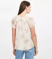 Petite Floral Chiffon Ruffle Top