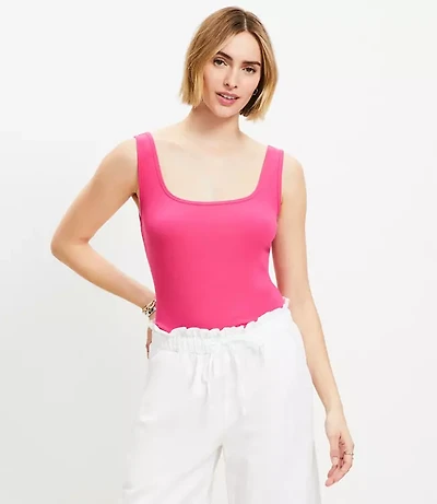Perfect Ribbed Square Neck Tank Top